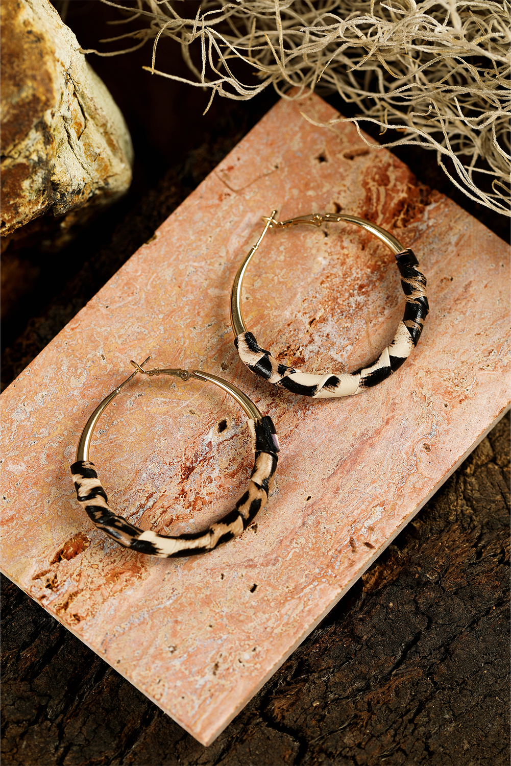 Gold Plated Leopard Detail Hoop Earrings - loveforevers