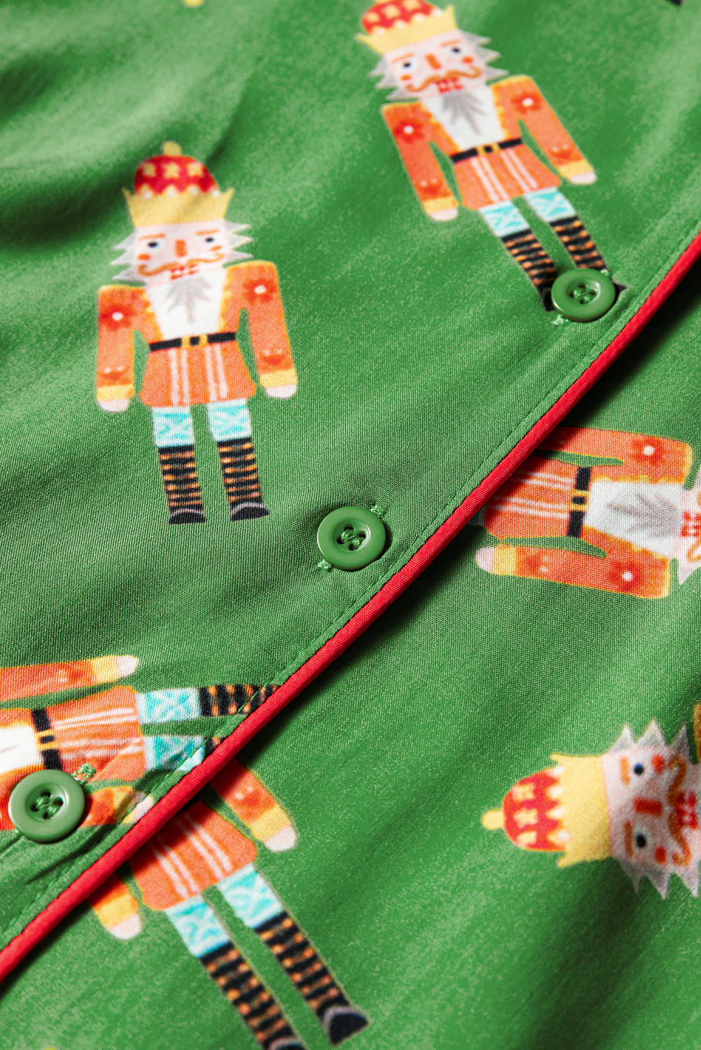 Green Christmas Candy Contrast Trim Bow Knot Silky 2pcs Pajama Set - loveforevers