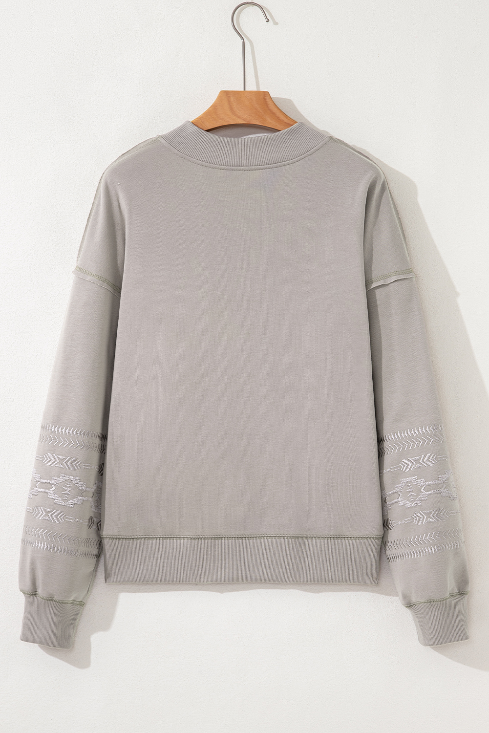 Parchment Aztec Embroidered Western V Neck Sweatshirt - loveforevers