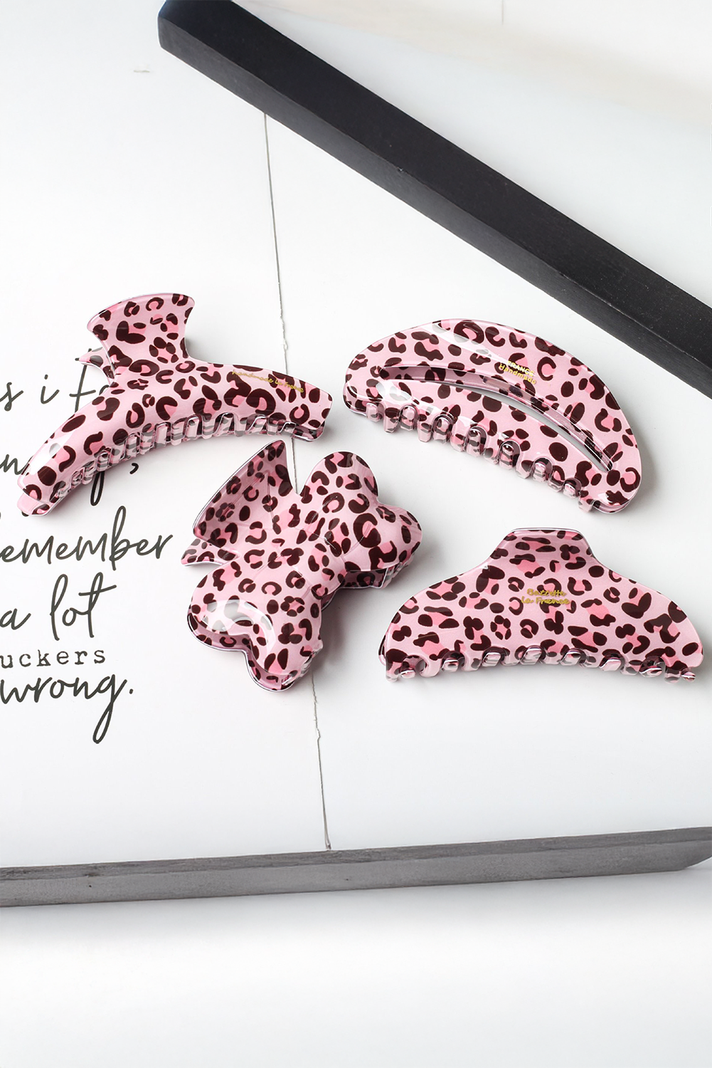Pink Leopard Print Bow Knot Shape Hair Claw Clip - loveforevers