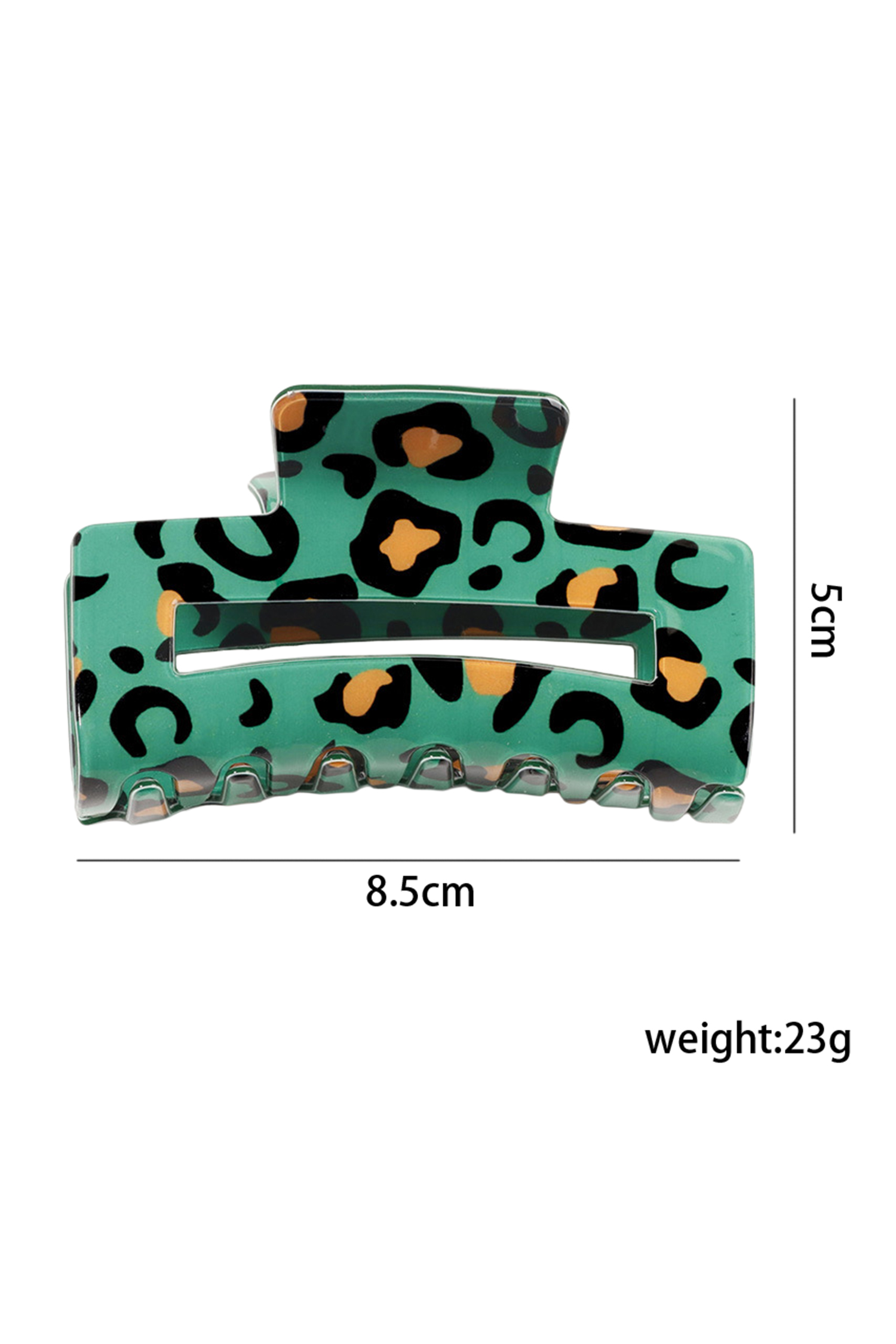 Dark Green Leopard Print Square Hollowed Plastic Hair Claw Clip - loveforevers