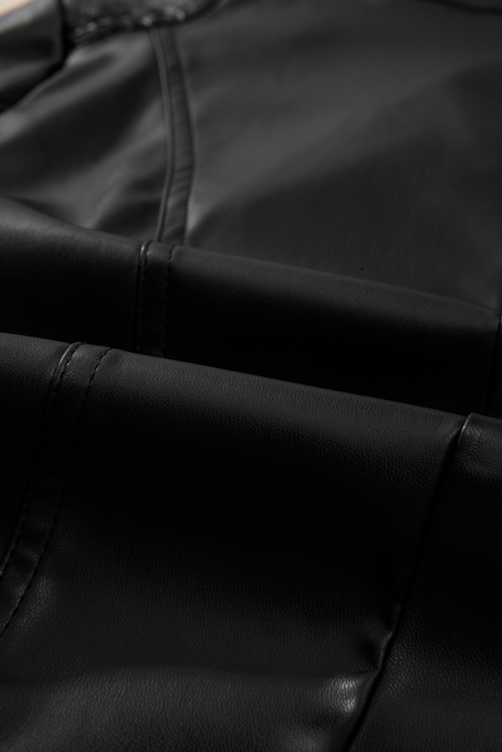 Chestnut Solid Faux Leather Zipper Slim Fit Bomber Jacket - loveforevers