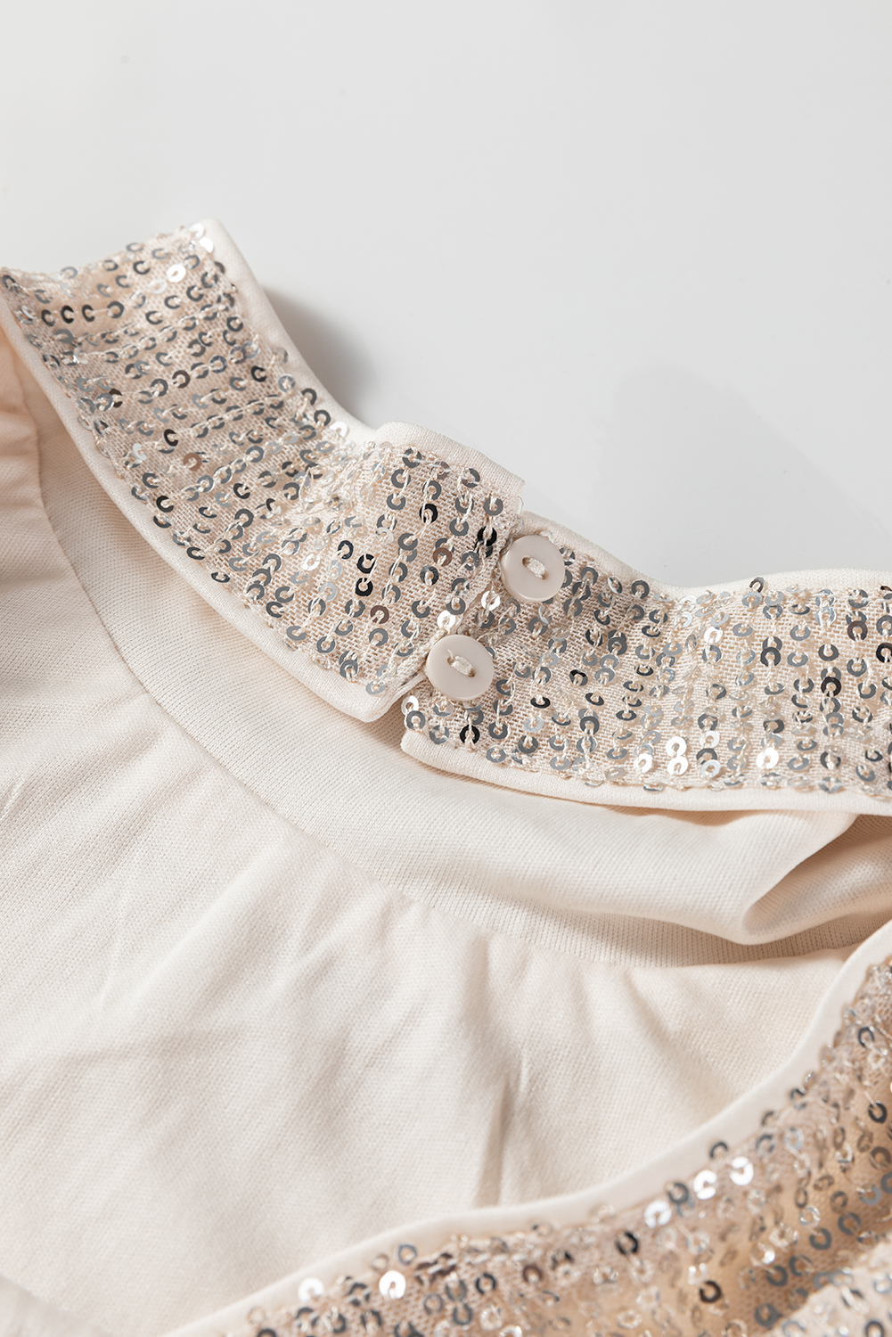 Jet Stream Sequin Mock Neck Drape Open Back Bell Sleeve Top - loveforevers