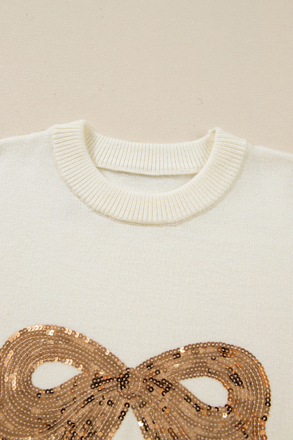 Rose Red Sequined Bow Graphic Christmas Holiday Sweater - loveforevers