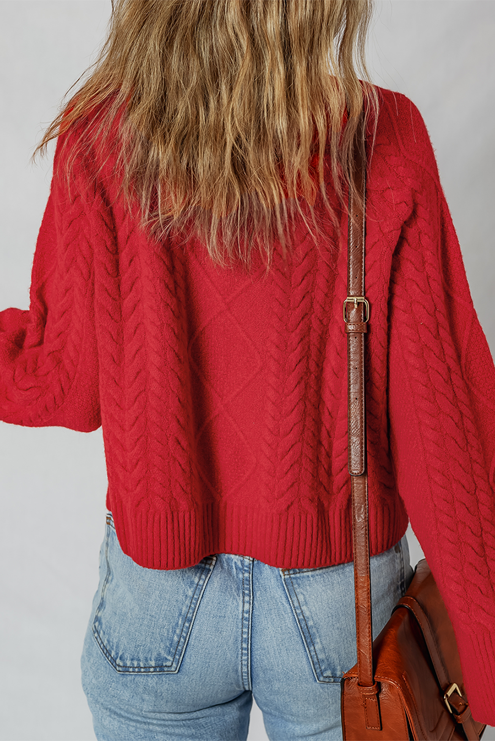 Fiery Red Cable Knit Baggy Sweater - loveforevers