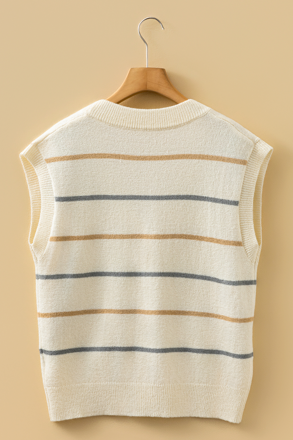 Multicolour Striped Print Button V Neck Sweater Vest - loveforevers