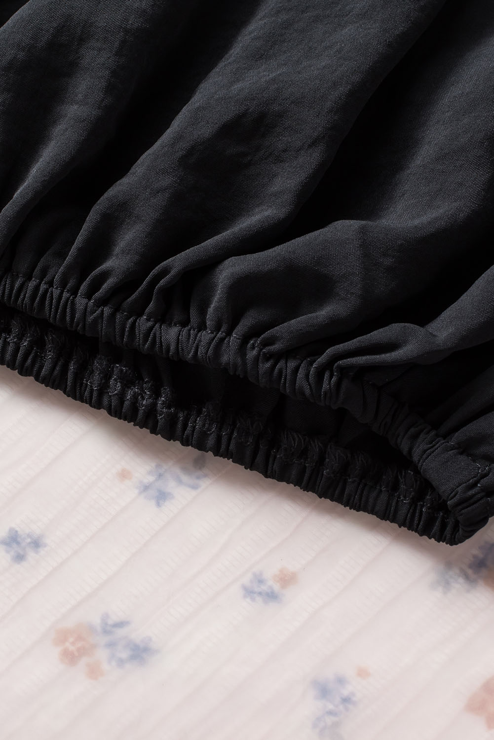 Black Padded Shoulder Buttoned Cuffs Pleated Loose Blouse - loveforevers