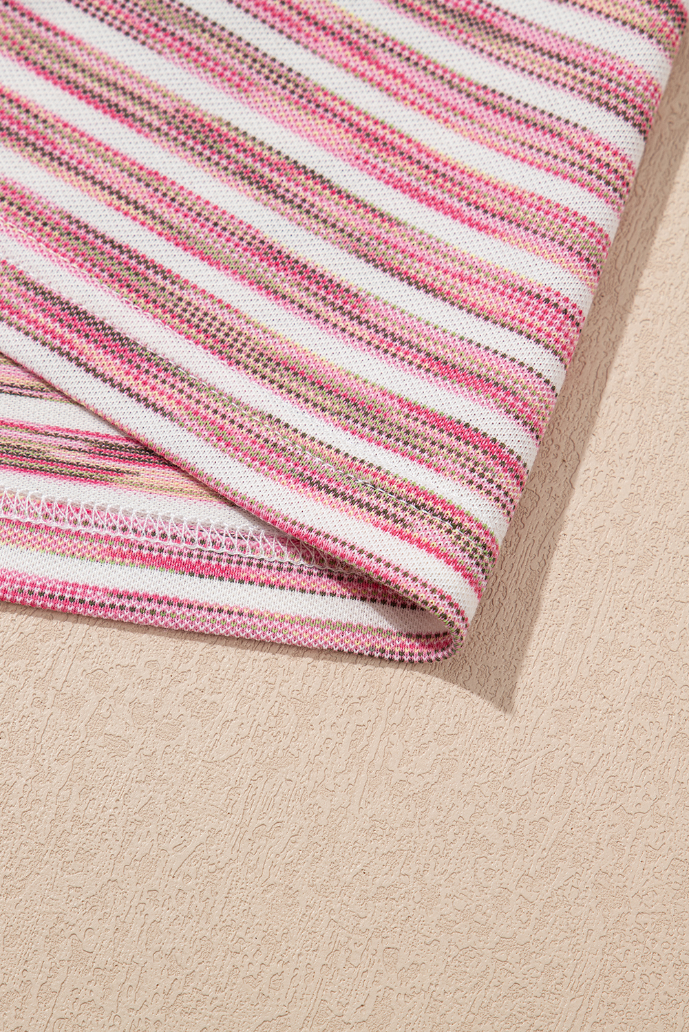 Pink Stripe Contrast Trim Yarn-dyeing Knit Tank Top - loveforevers