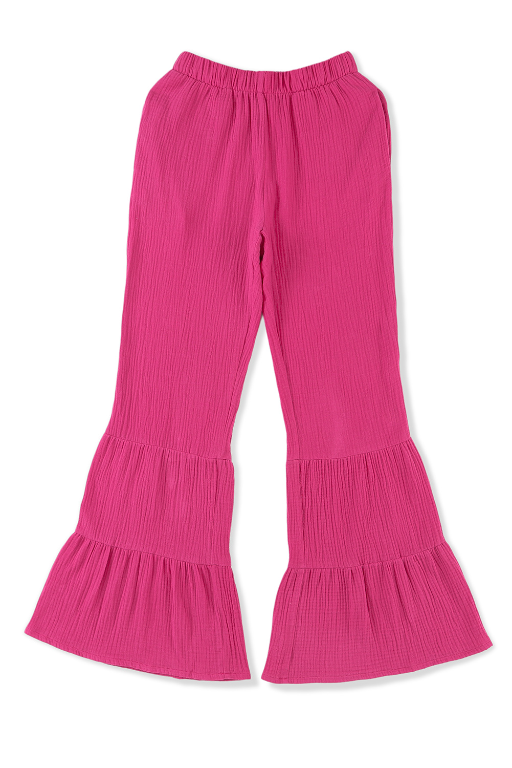 Rose Textured High Waist Ruffled Bell Bottom Pants - loveforevers