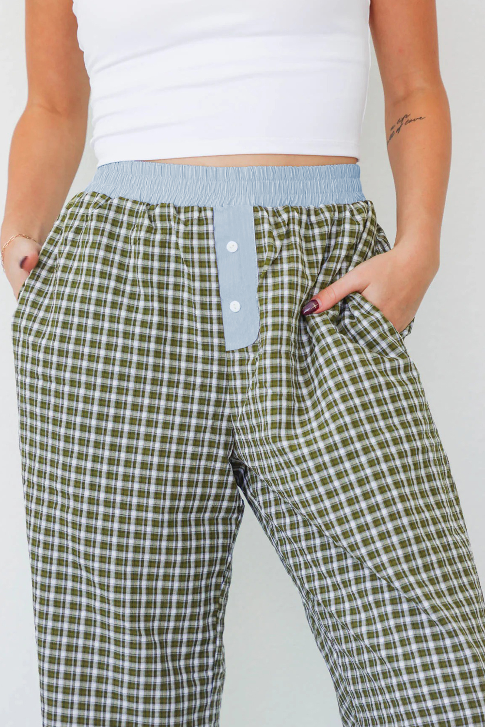 Brown Preppy Gingham Boxer Pants - loveforevers