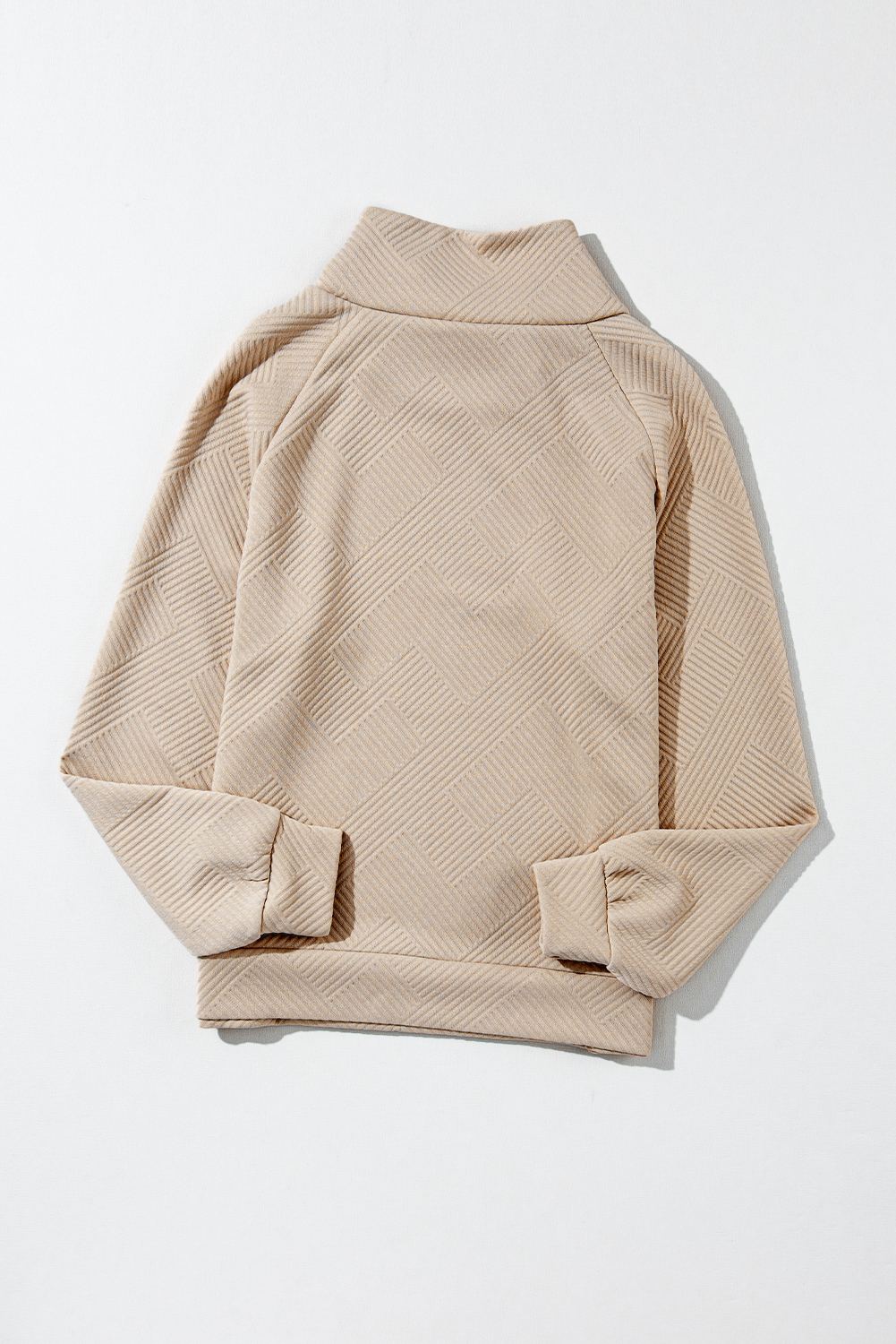 Apricot  Asymmetric Buttons Detail High Neck Textured Sweatshirt - loveforevers