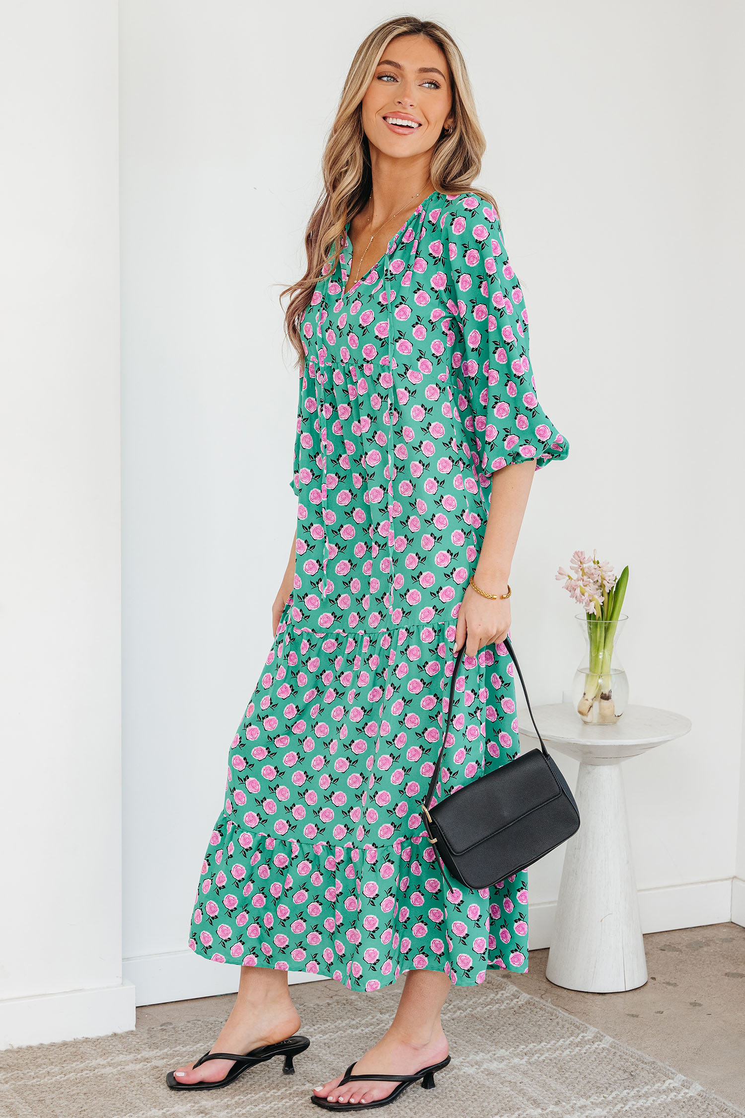 Sky Blue Boho Printed Half Sleeve Maxi Dress - loveforevers