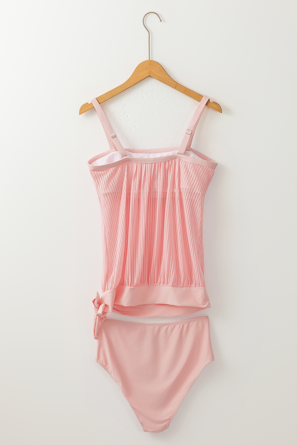 Turquoise Striped Mesh Knotted Hem Tankini Swimsuit - loveforevers