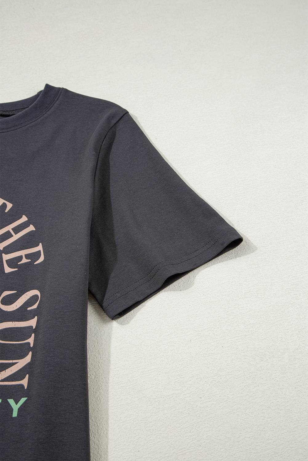 Dark Grey RISE WITH THE SUN Western Fashion Graphic Tee - loveforevers