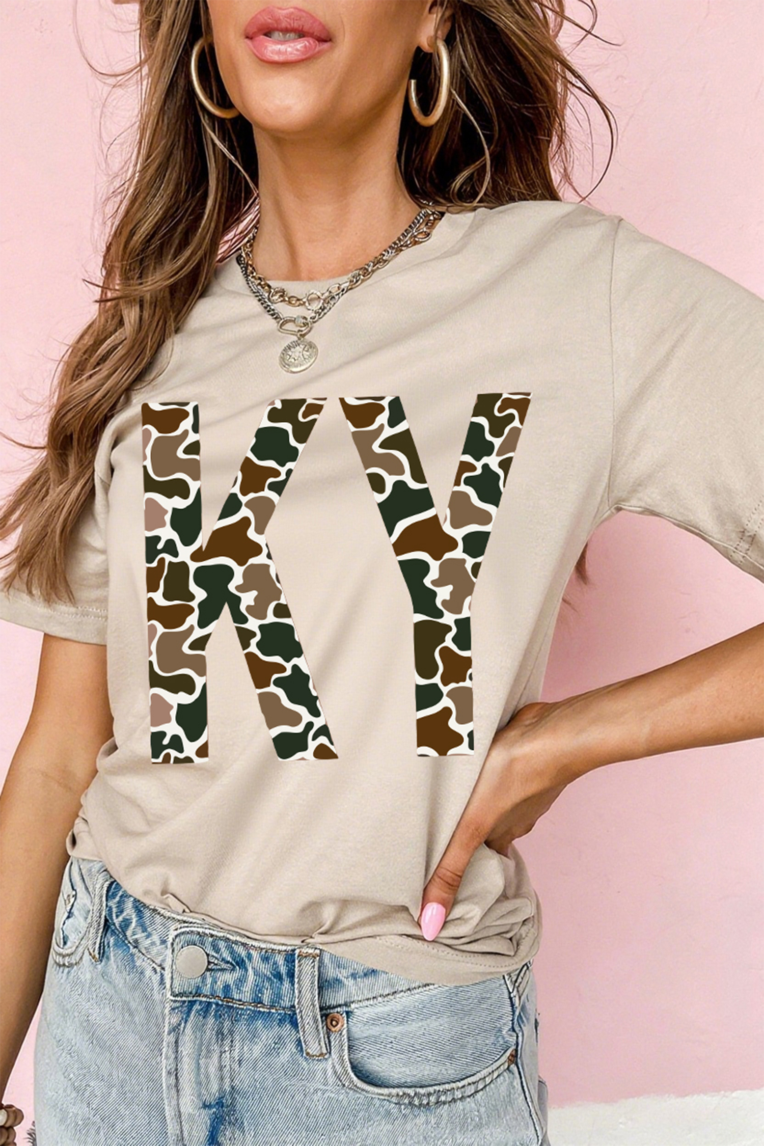 Green Camouflage KENTUCKY Crew Neck Summer Top - loveforevers