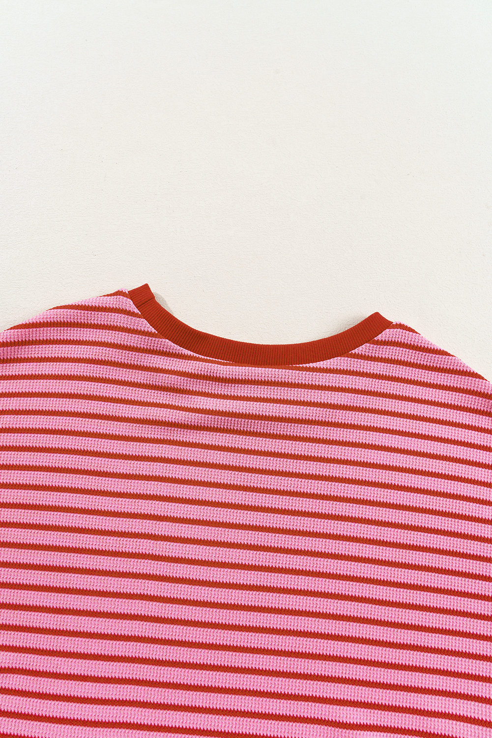 Pink Stripe Knitted Round Neck T Shirt - loveforevers