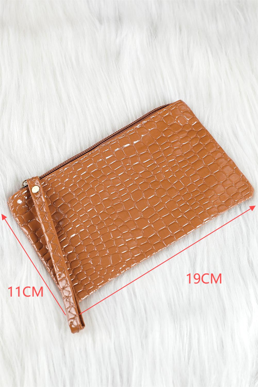 Black Crocodile Pattern Zipper Wristlet Wallet - loveforevers