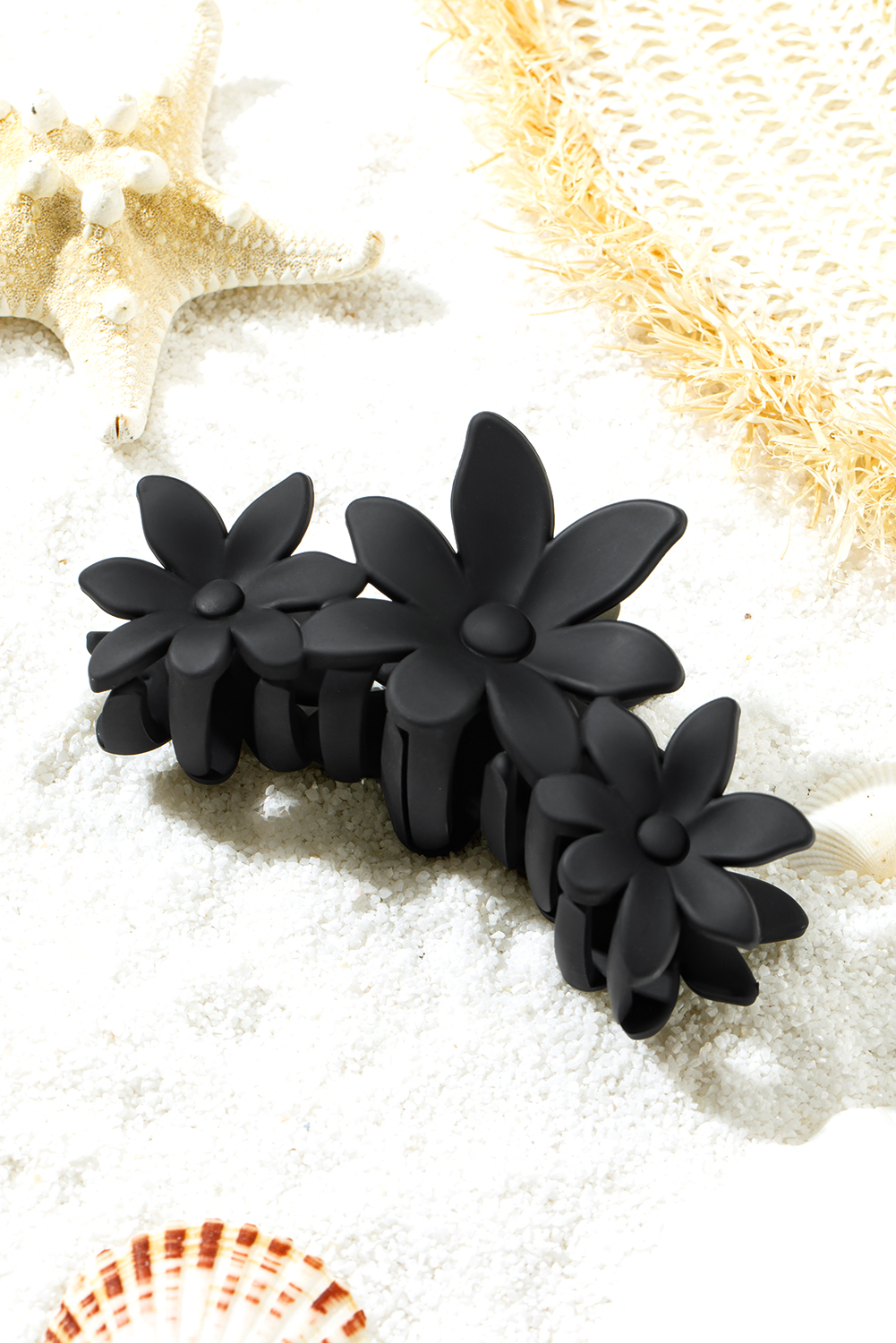 Black Flower Shape Frosted Large Hair Claw Clip - loveforevers