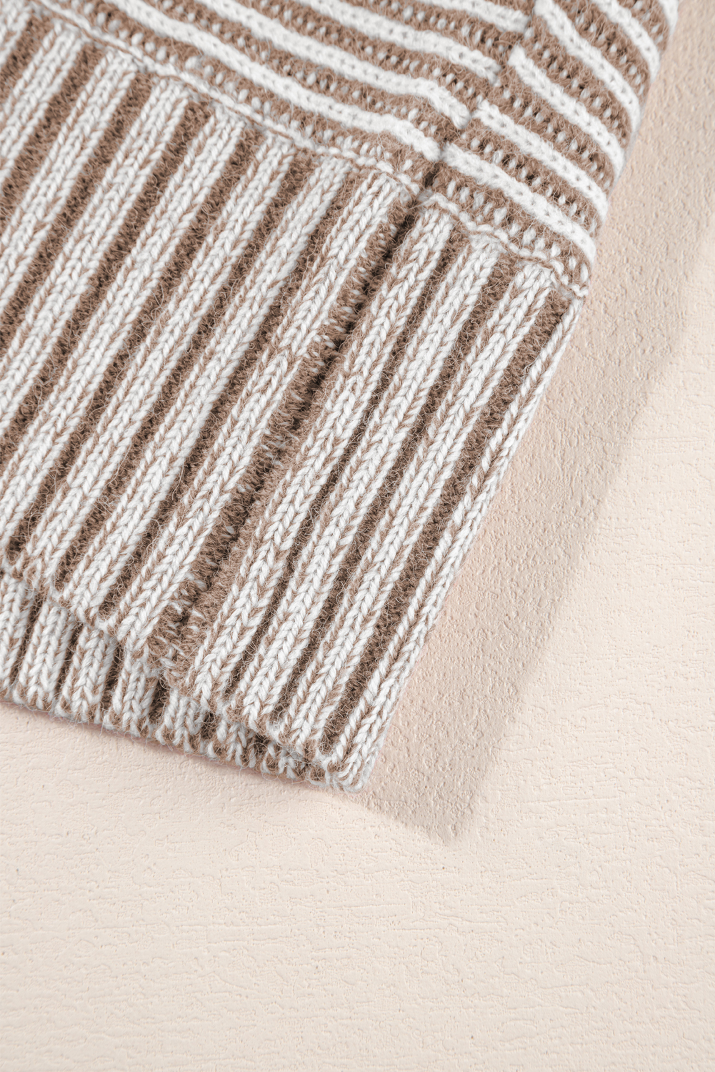 Coffee Striped Print Ribbed Knit Boat Neck Baggy Sweater - loveforevers