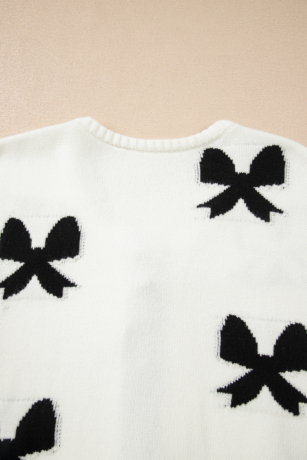 White Lace-up Bow Pattern Sweater Cardigan - loveforevers