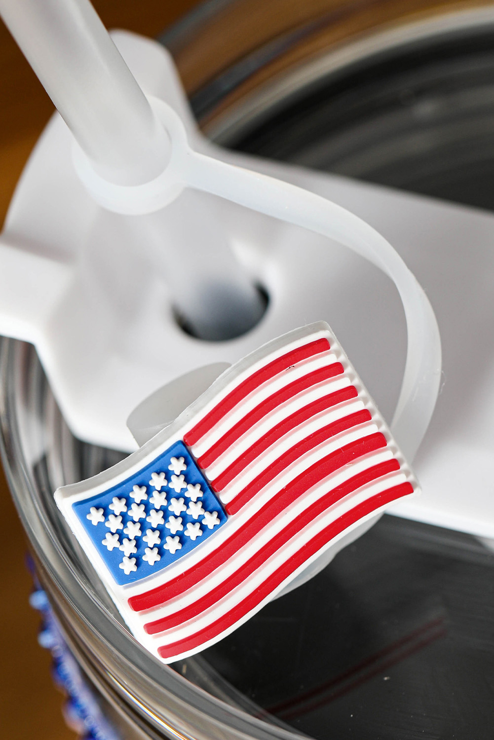 White American Flag Print PVC Soft Plastic Straw Lid - loveforevers
