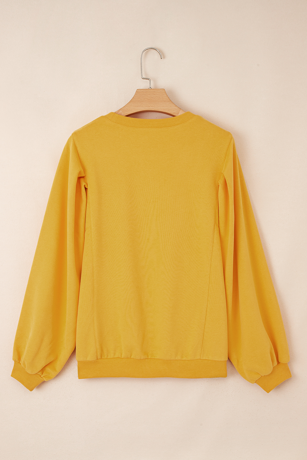 Citrus Pleated Balloon Sleeve Pullover Solid Sweatshirt - loveforevers