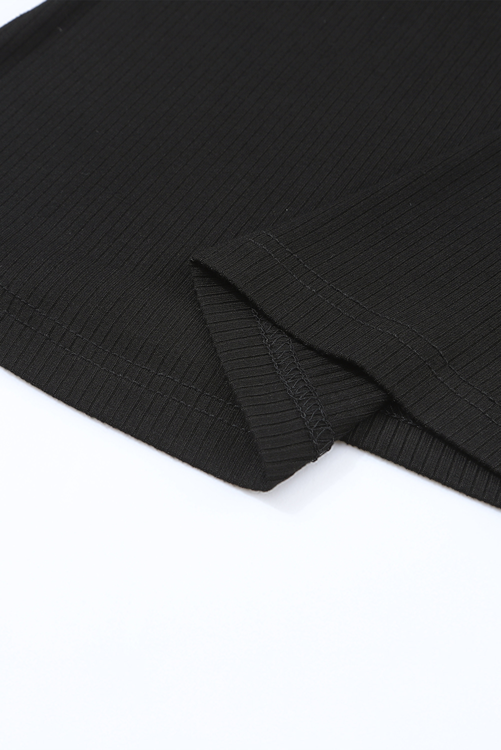 Black Flower Puff Sleeve Ribbed Knit Top - loveforevers