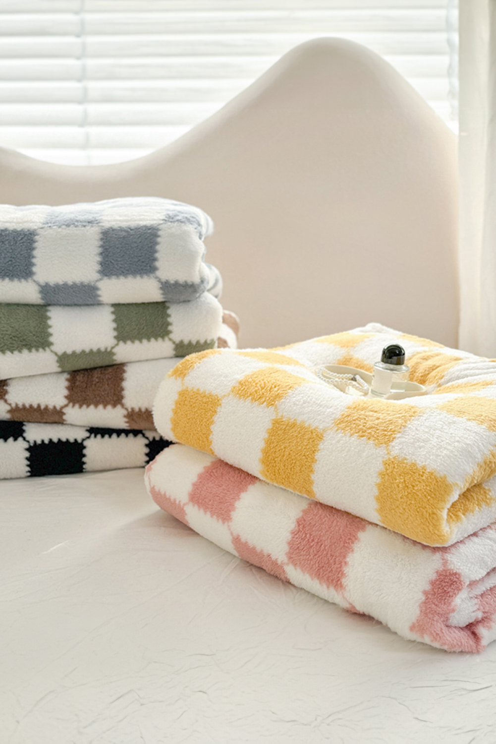 Pink Checkered Soft Plush Large Blanket - loveforevers