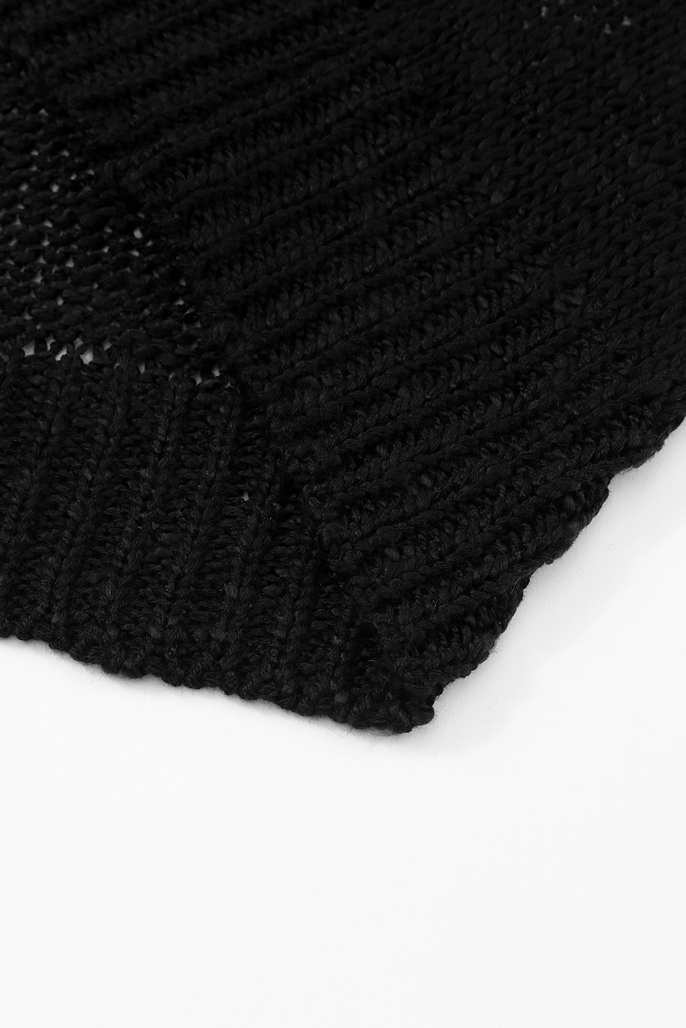 Black Casual Hollowed Knit Dolman Sleeve Cardigan - loveforevers