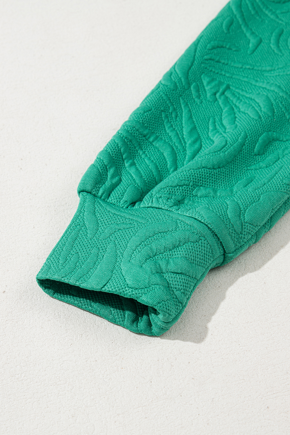 Sea Green Jacquard Textured Quarter Zipper Shift Mini Dress - loveforevers