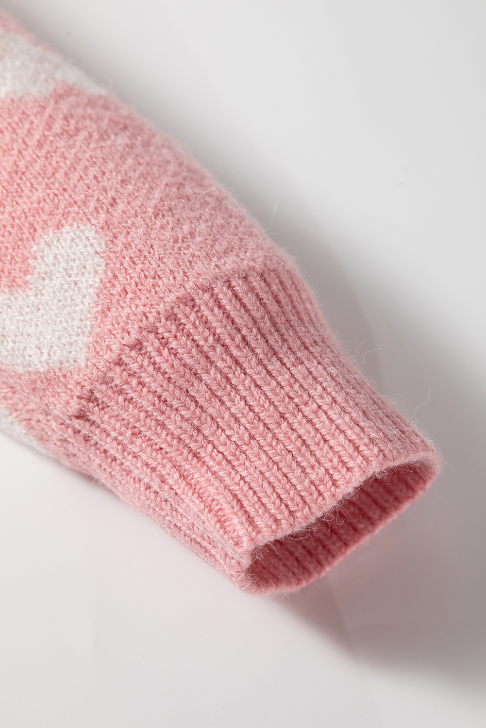 Light Pink Heart Pattern Button Front Cardigan Sweater - loveforevers