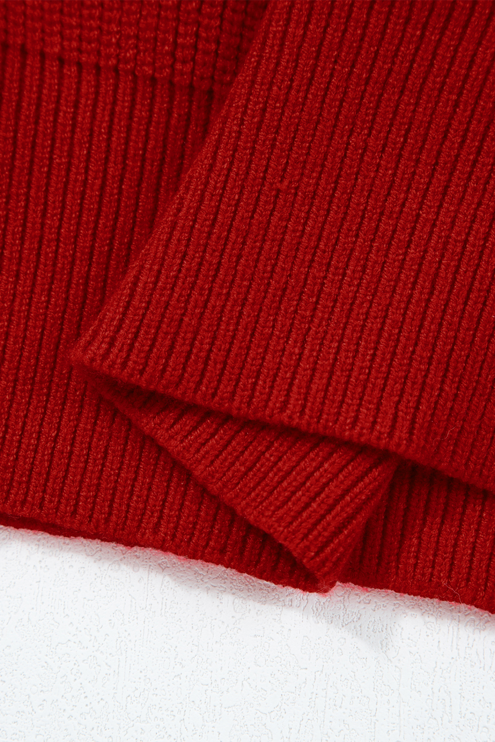 Racing Red Lantern Sleeve V Neck Knot Back Sweater - loveforevers