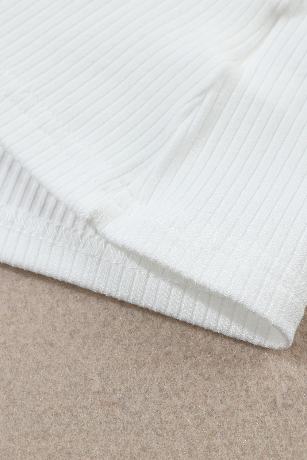 White Ribbed Knit High Neck Long Sleeve Top - loveforevers