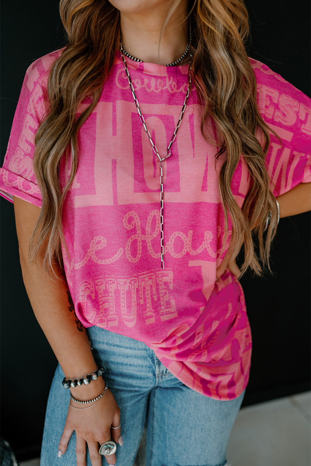 Dark Grey Howdy Cowboy Letter Printed Western Fashion Tee - loveforevers