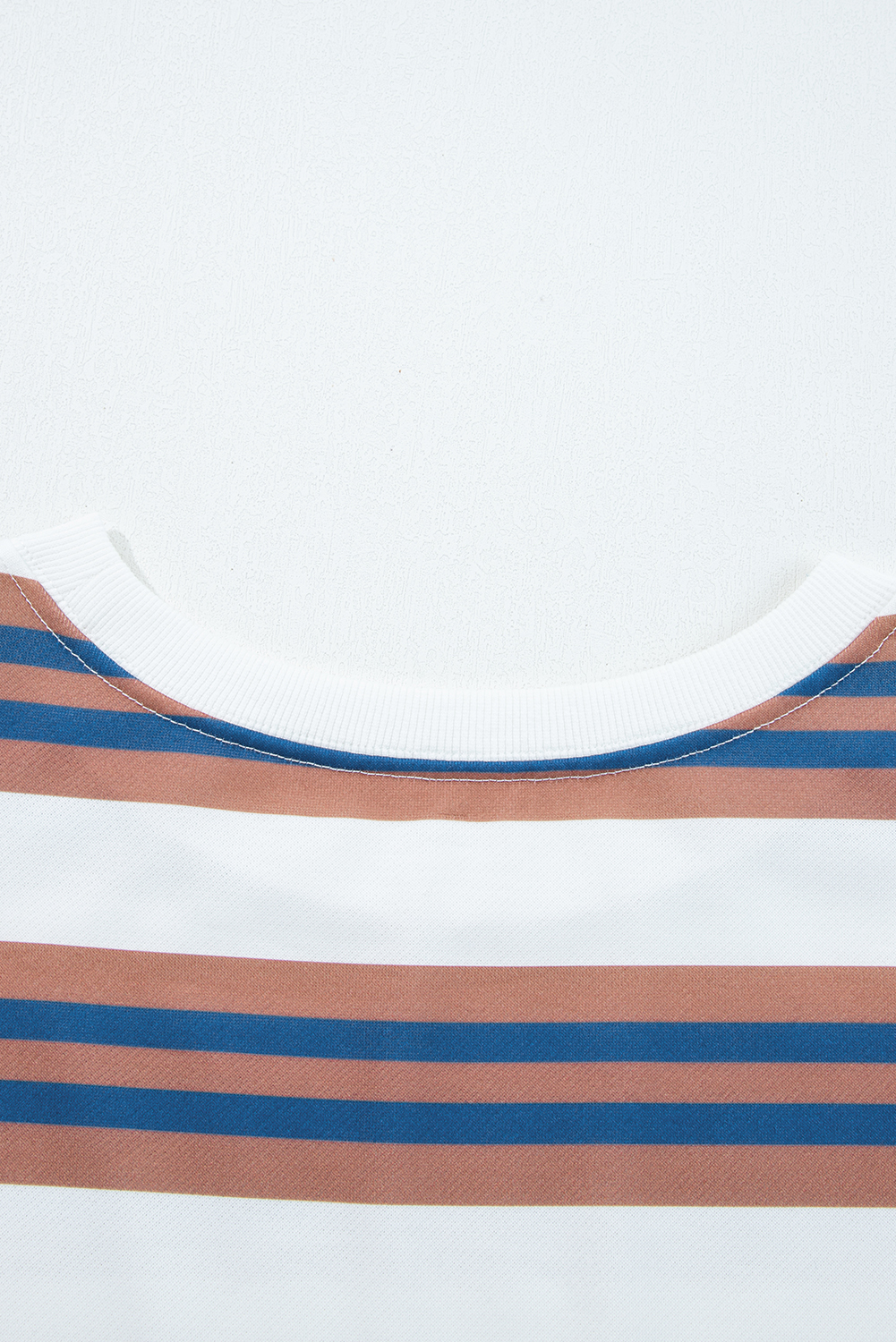 Khaki Stripe Crew Neck Drop Shoulder Pullover Sweatshirt - loveforevers