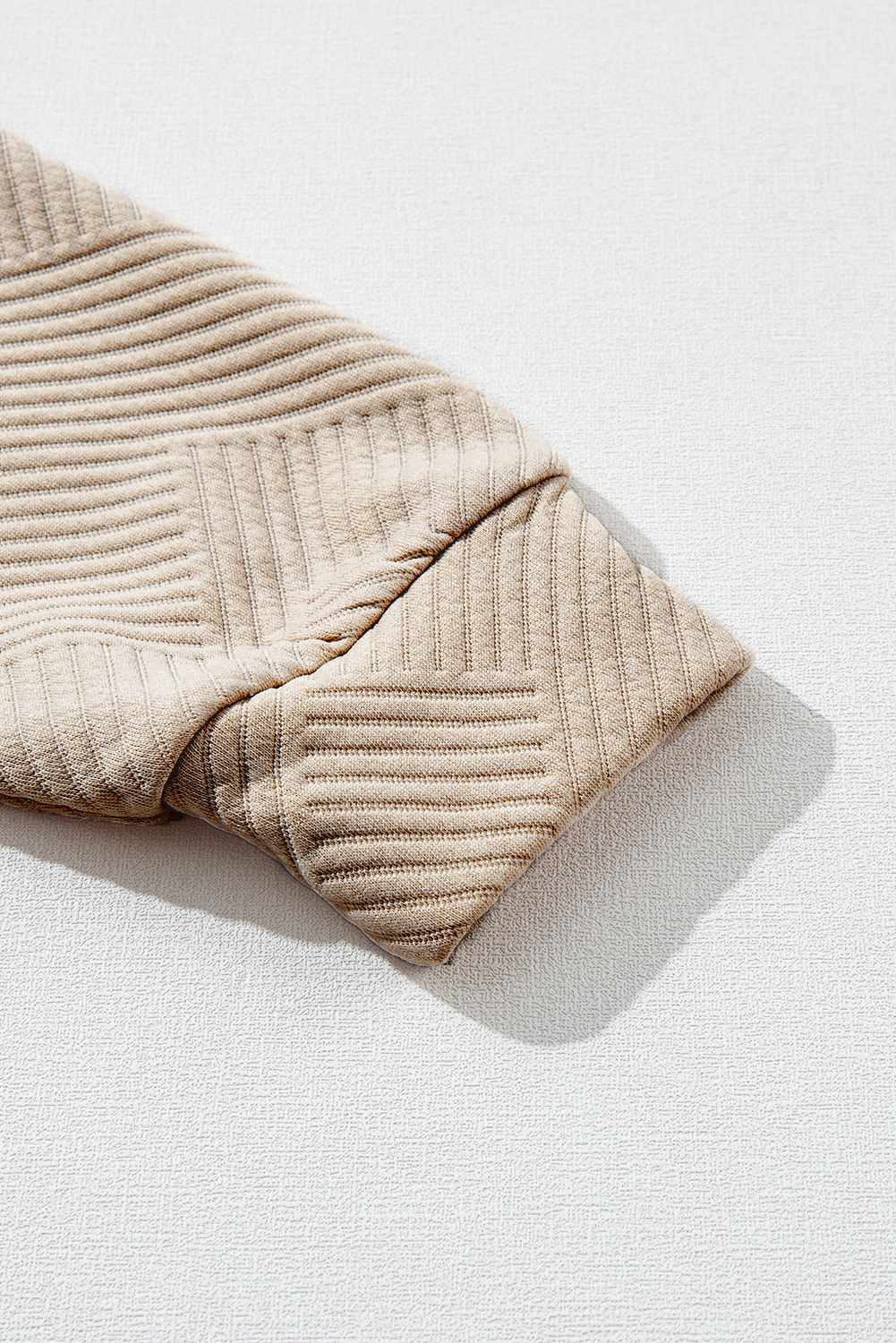 Apricot  Asymmetric Buttons Detail High Neck Textured Sweatshirt - loveforevers