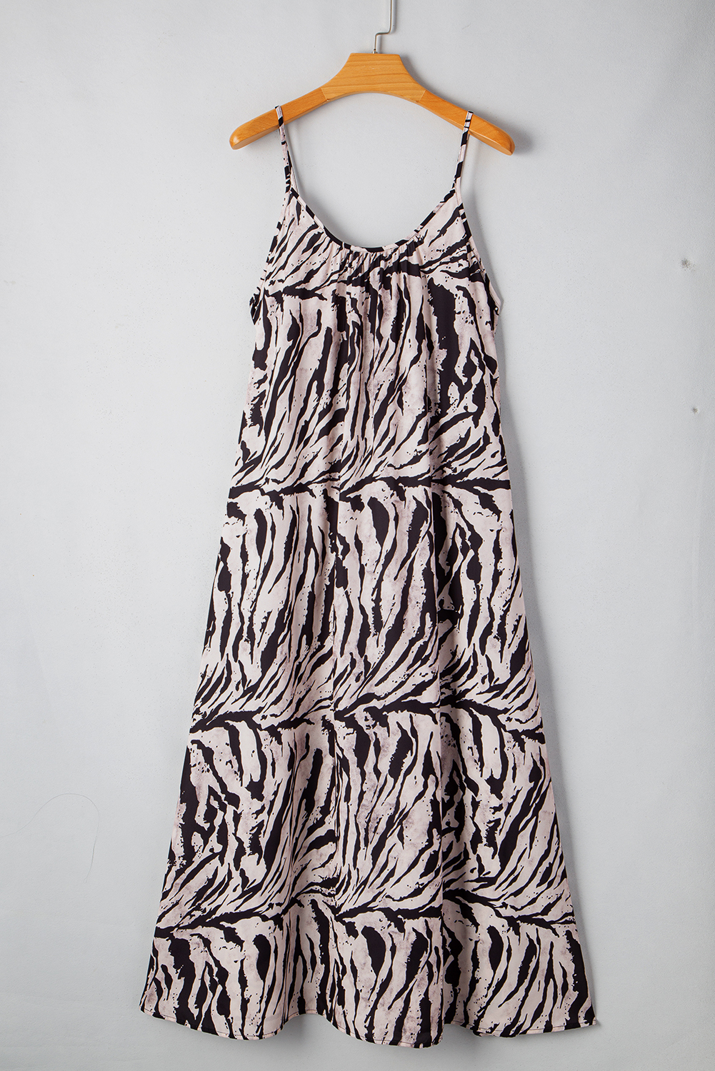 Black Abstract Print Open Back Boho Loose Maxi Sundress - loveforevers