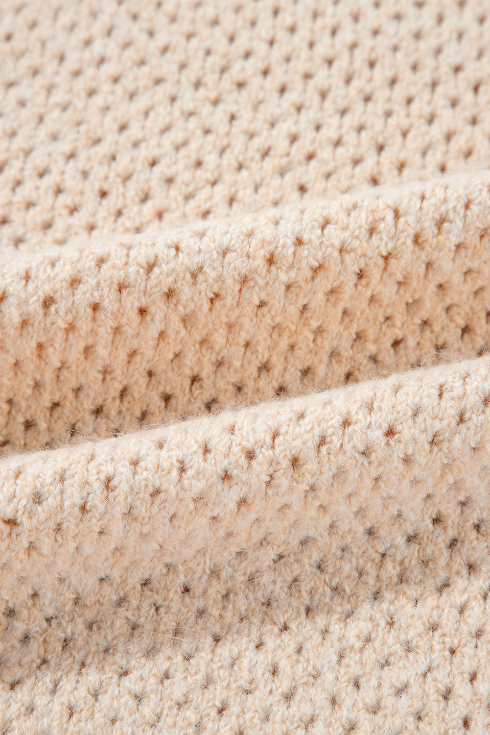Parchment Loose Eyelet V Neck Drop Shoulder Sweater - loveforevers
