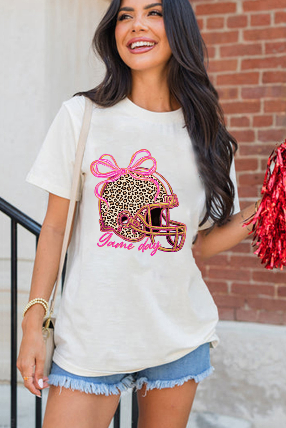 White Leopard Game Day Helmet Customized Graphic Tee - loveforevers