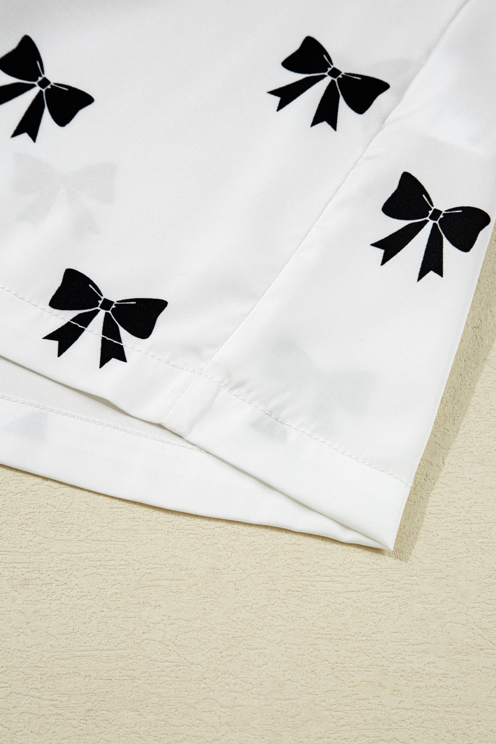 White Bows Print Two Piece Sleepwear - loveforevers