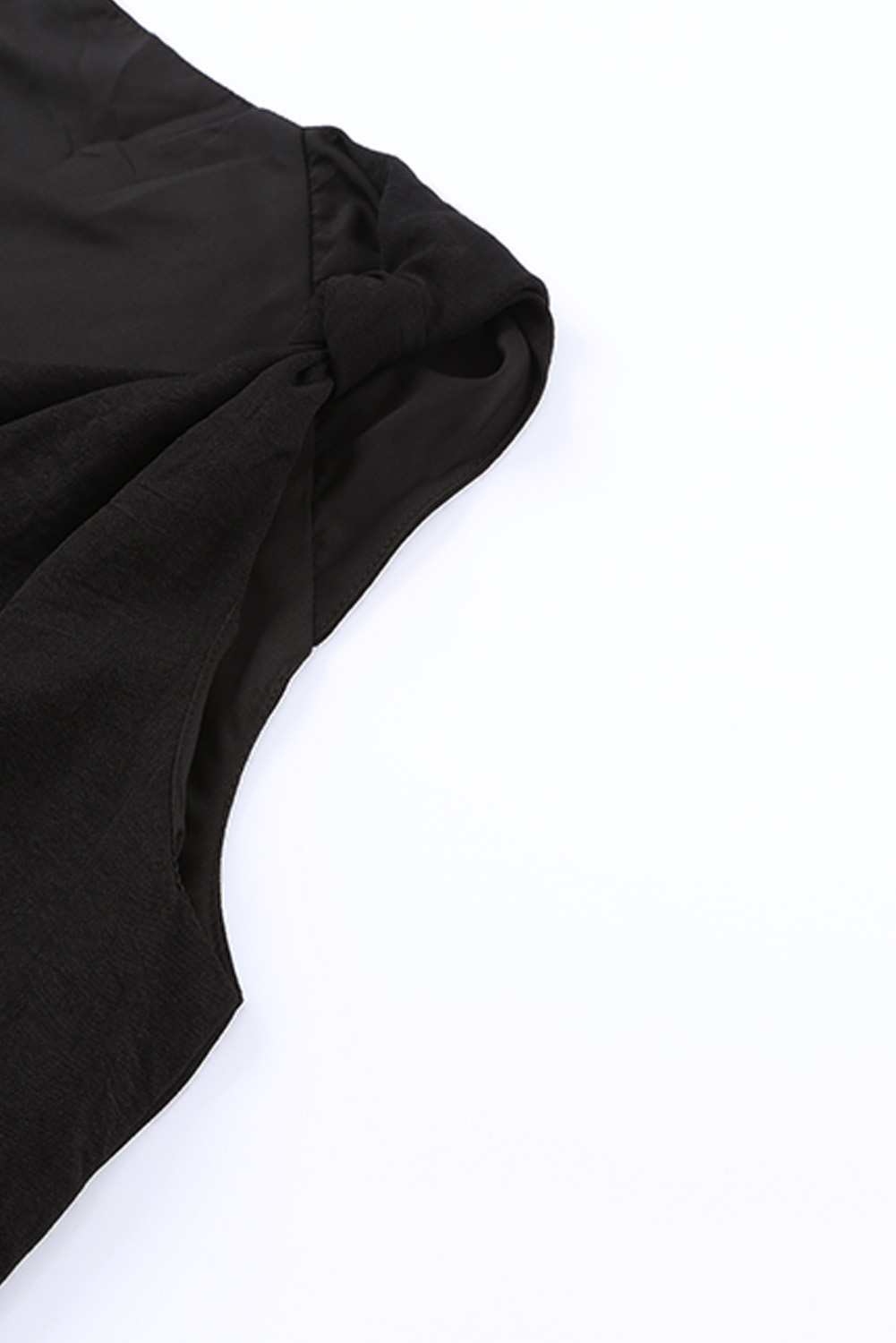 Black V Neck Knotted Shoulder Vest - loveforevers