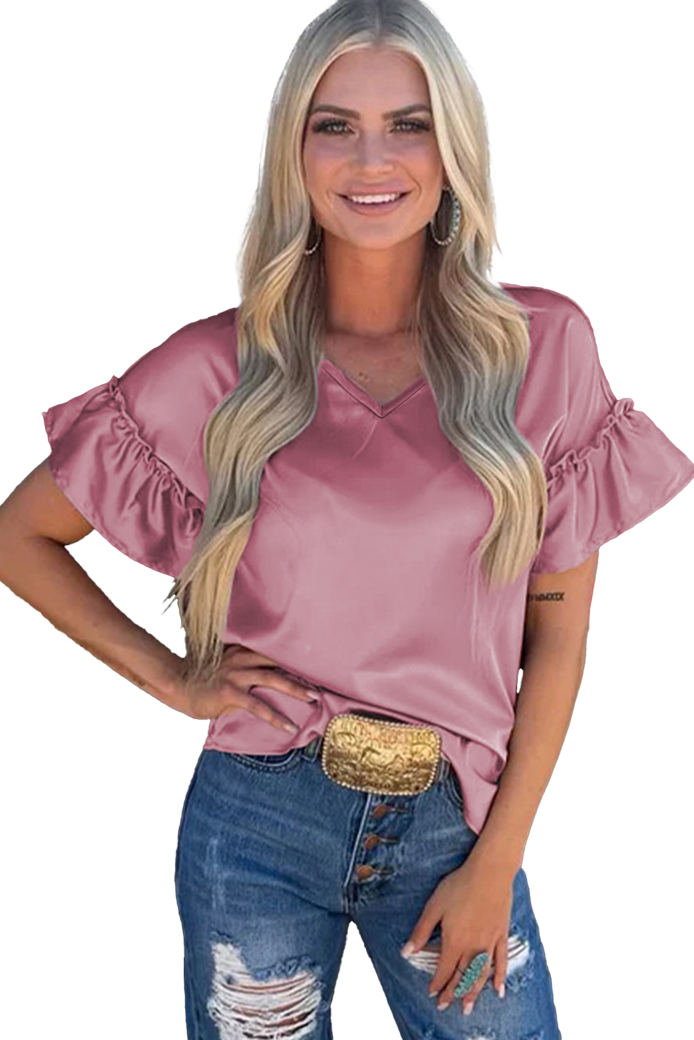 Toadstool Satin Ruffle Sleeve Top - loveforevers
