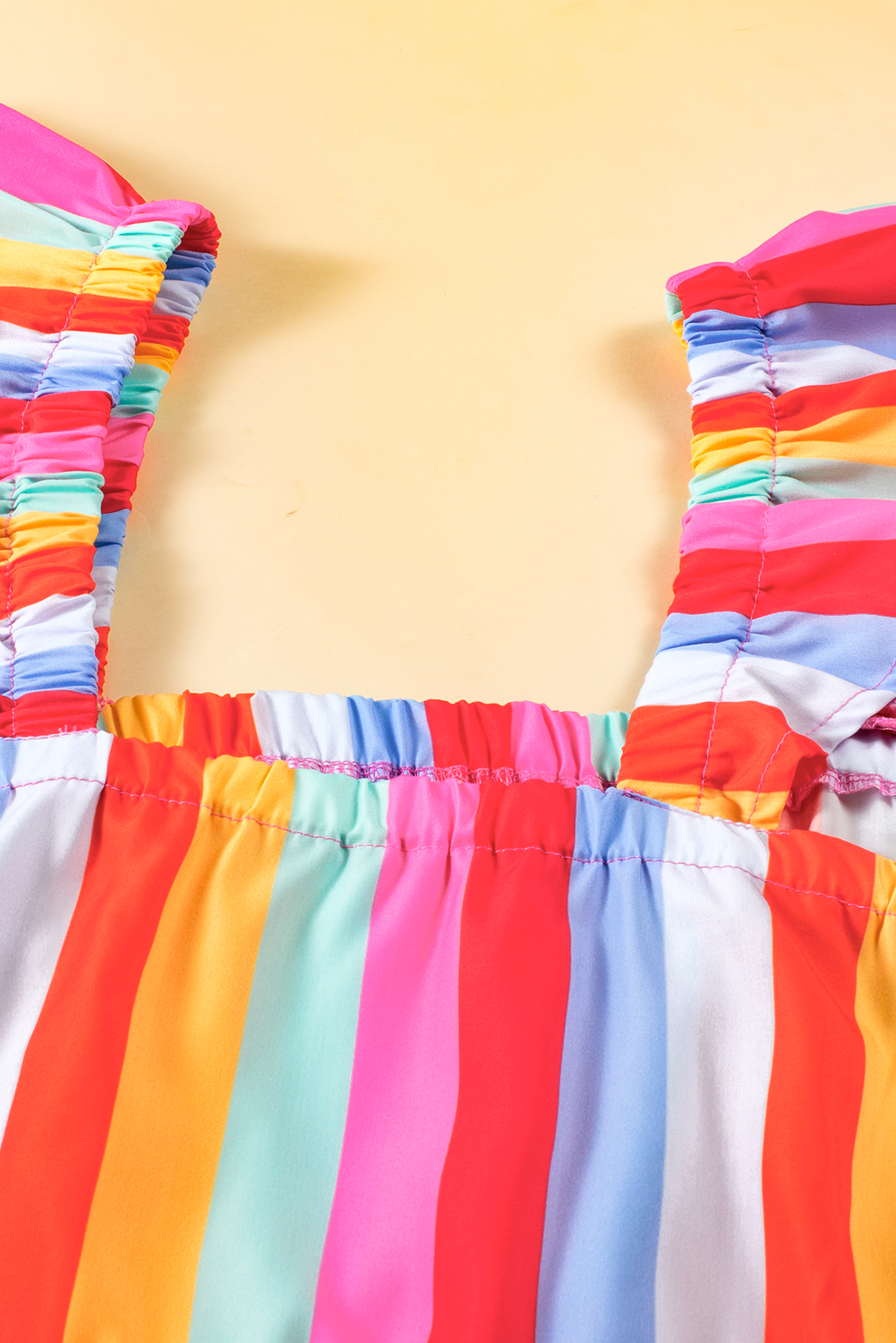 Red Stripe Ruffled Straps Babydoll Tank Top - loveforevers