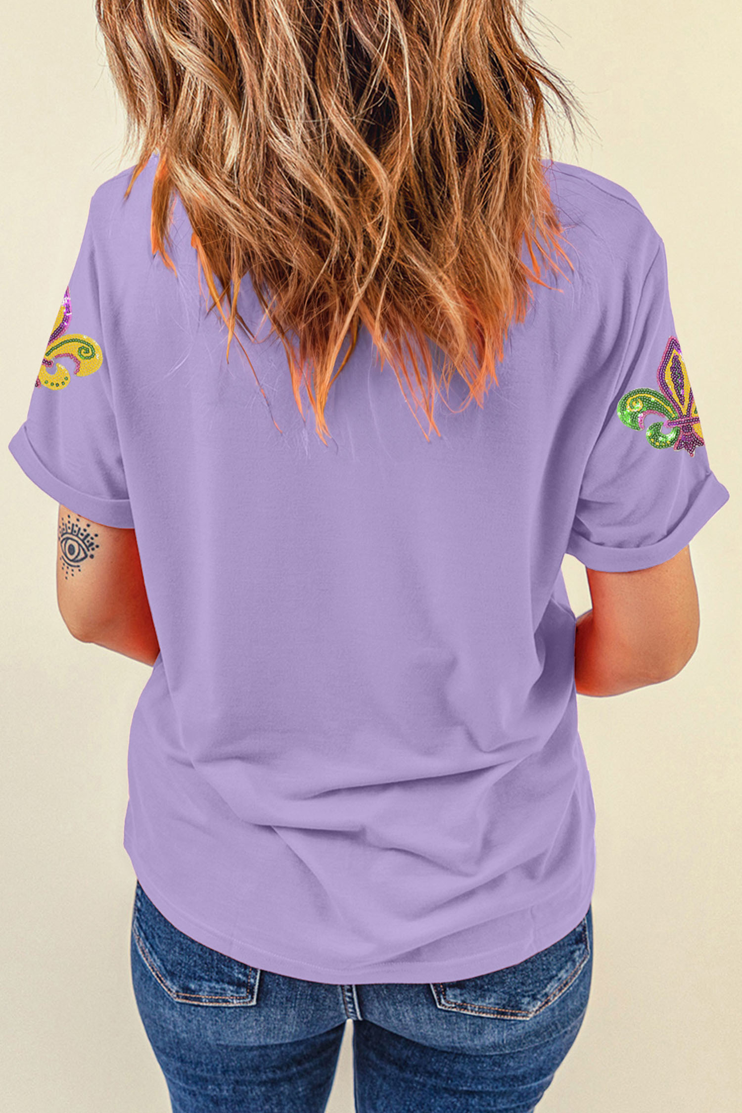 Wisteria Mardi Gras Sequined Pattern Holiday T Shirt - loveforevers