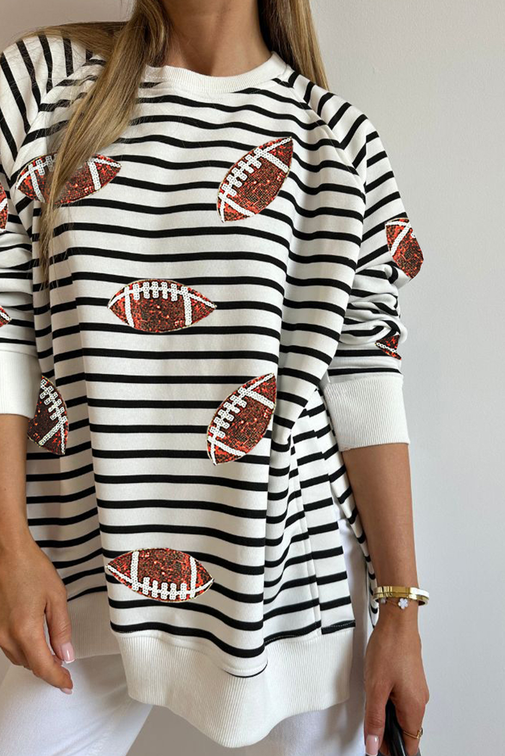 Black Sequin Basketball Patched Graphic Game Day T Shirt - loveforevers