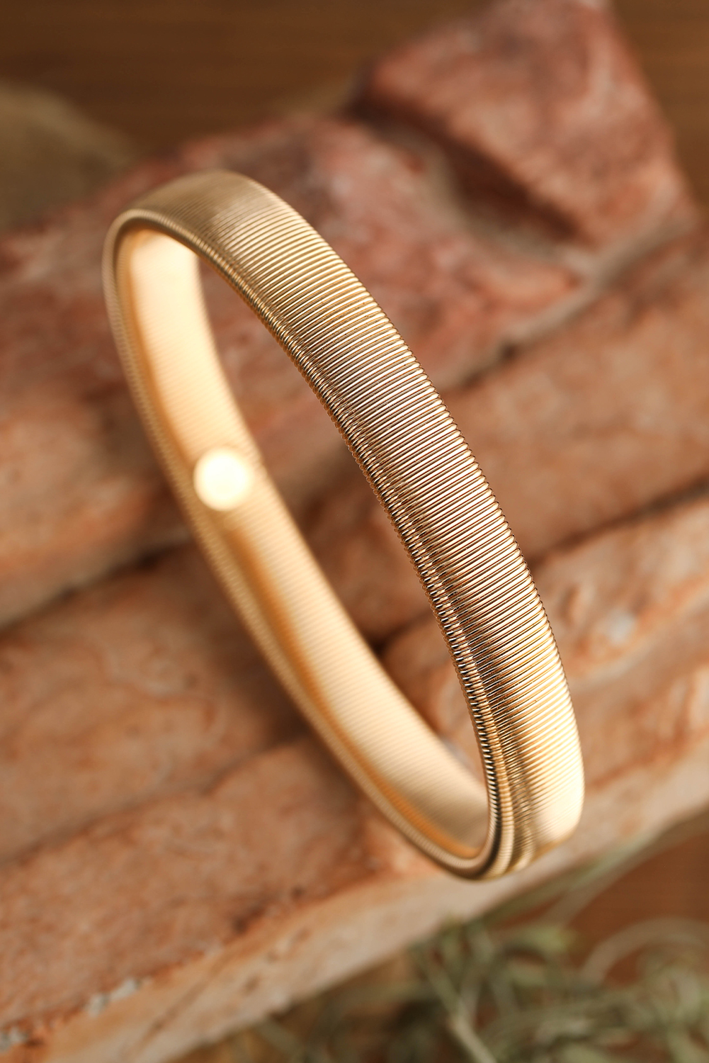 Gold Stretchy Plated Metal Wide Bangle - loveforevers