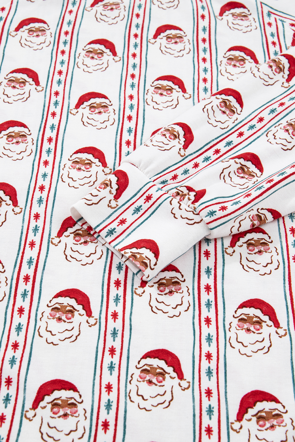 White Father Christmas Striped Print Contrast Drawstring Lounge Pant Set - loveforevers