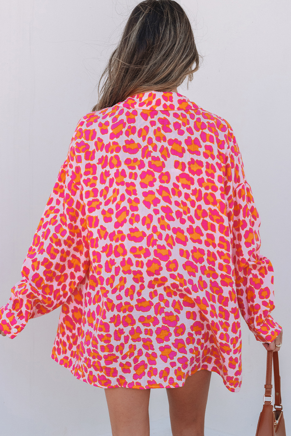 Rose Leopard Printed Button Up Loose Shirt - loveforevers