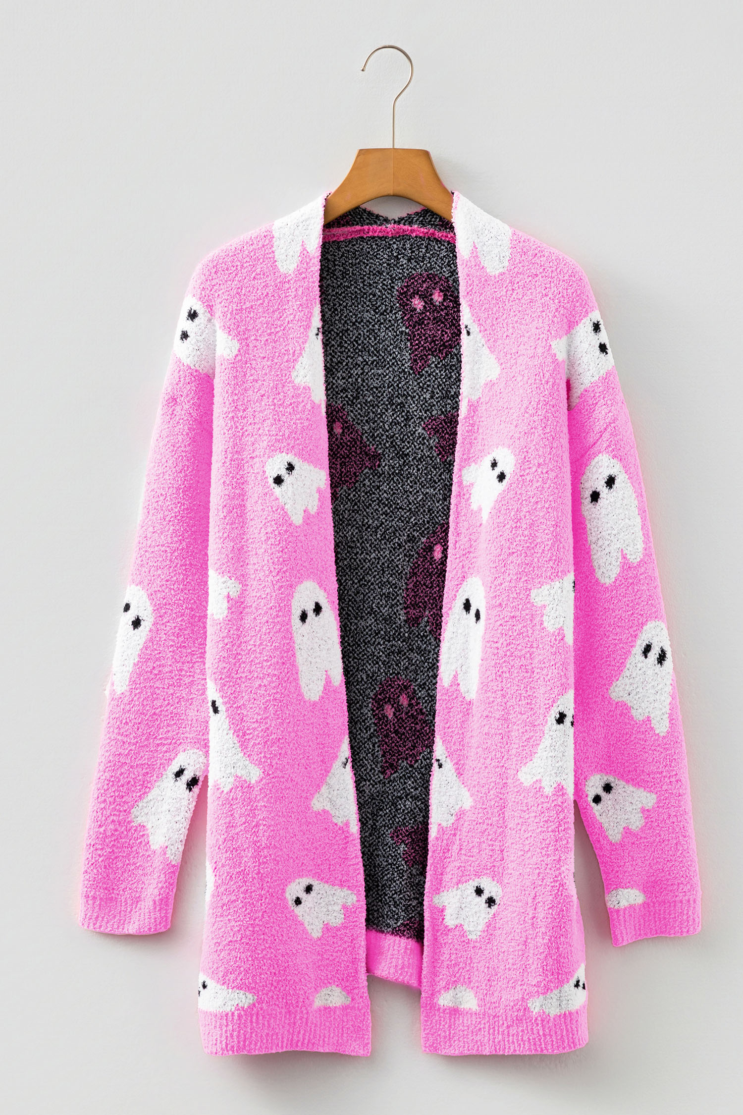 Bonbon Halloween Ghost Pattern Mid-length Knitted Cardigan - loveforevers