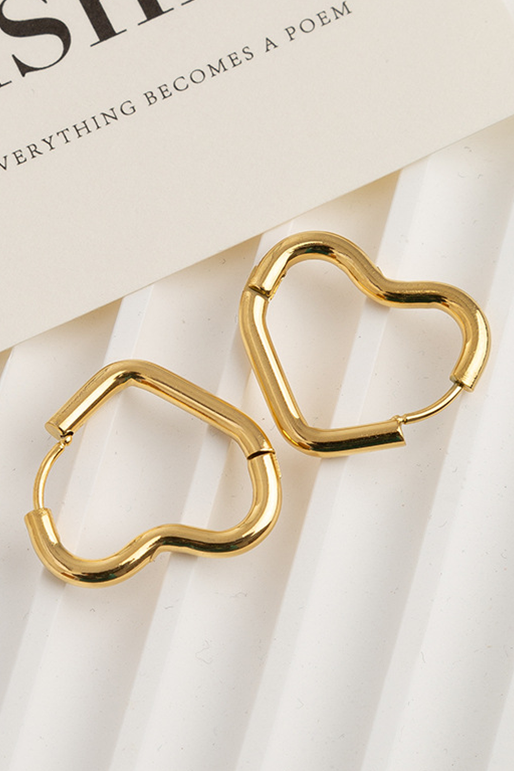 Gold Heart Shape Plated Alloy Hook Earrings - loveforevers